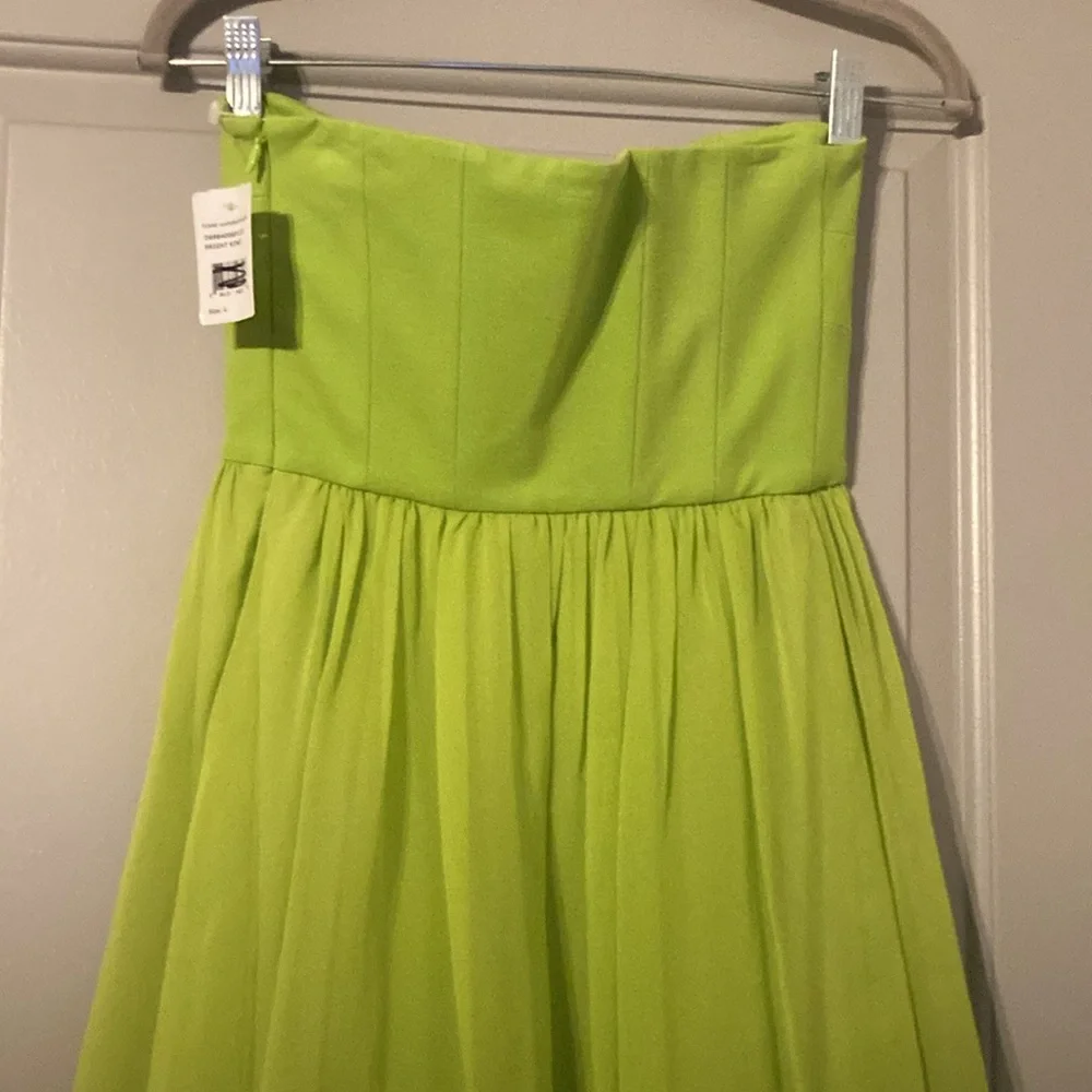 DIANE VON FURSTENBERG DVF ASTI SHORT STRAPLESS KIWI LIME GREEN DRESS Sz 4 - Picture 6 of 11